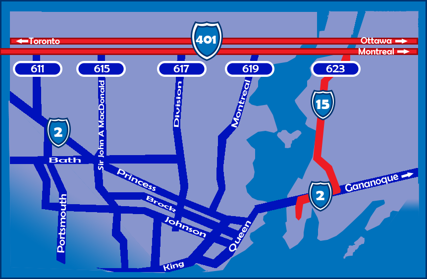 Directions map to RMC showing indicated and alternative routes